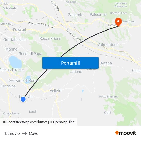 Lanuvio to Cave map