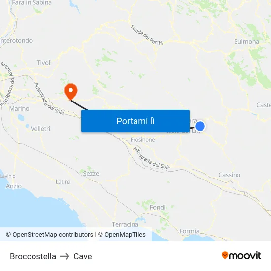 Broccostella to Cave map