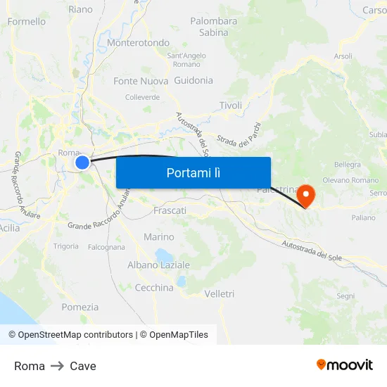 Roma to Cave map