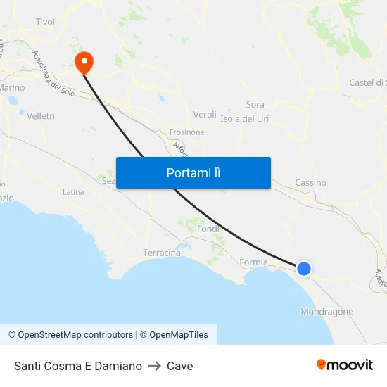 Santi Cosma E Damiano to Cave map
