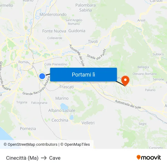 Cinecittà (Ma) to Cave map