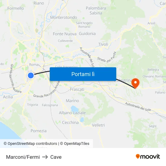 Marconi/Fermi to Cave map