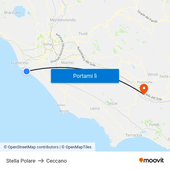 Stella Polare to Ceccano map