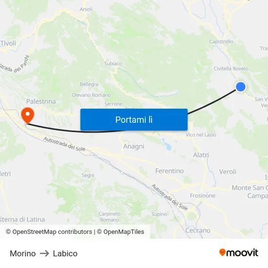 Morino to Labico map