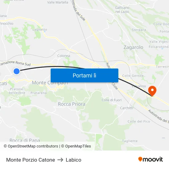 Monte Porzio Catone to Labico map