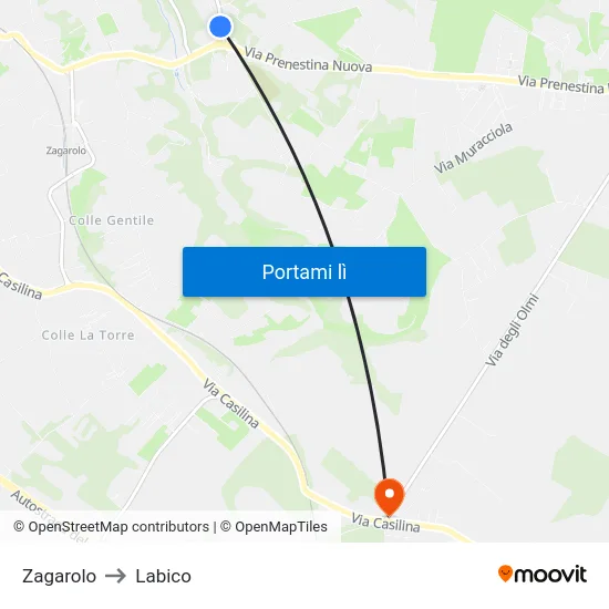 Zagarolo to Labico map