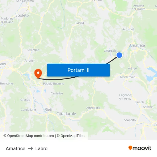 Amatrice to Labro map
