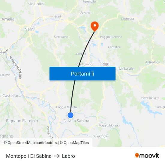 Montopoli Di Sabina to Labro map