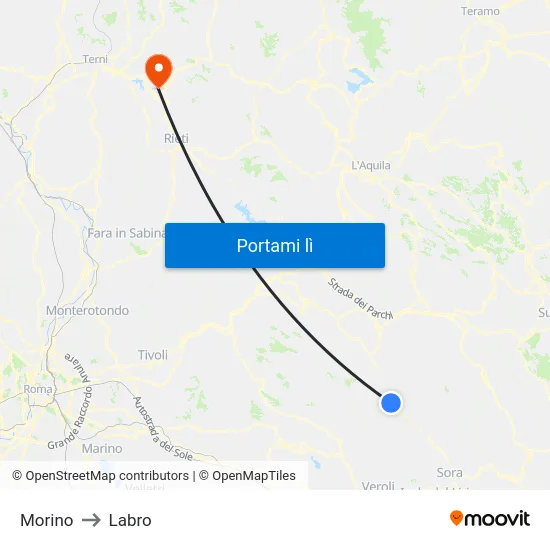 Morino to Labro map