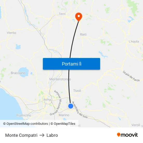 Monte Compatri to Labro map