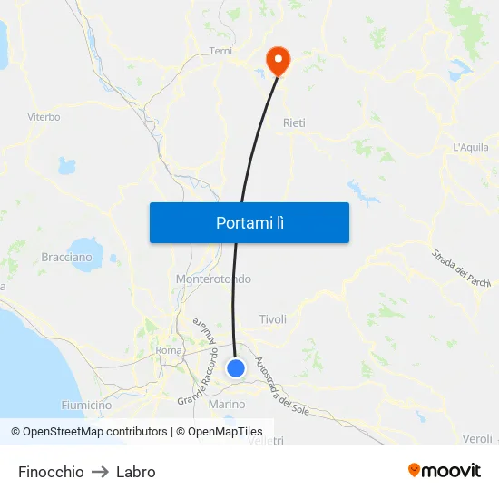 Finocchio to Labro map