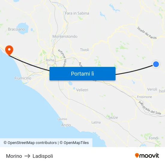 Morino to Ladispoli map