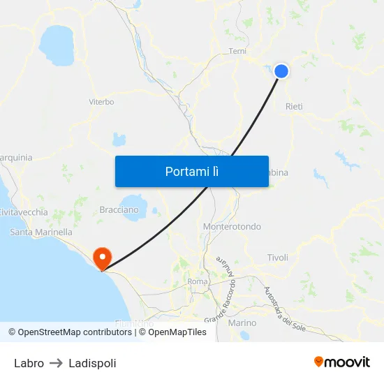 Labro to Ladispoli map