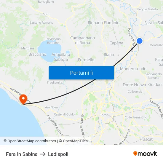 Fara In Sabina to Ladispoli map