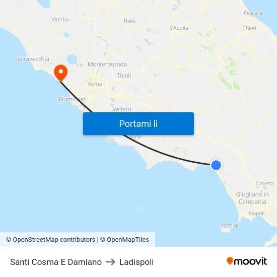 Santi Cosma E Damiano to Ladispoli map