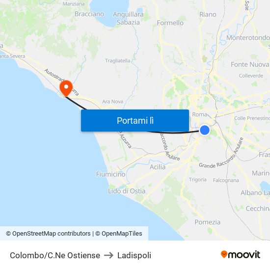 Colombo/C.Ne Ostiense to Ladispoli map