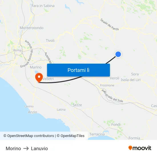 Morino to Lanuvio map