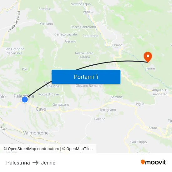 Palestrina to Jenne map