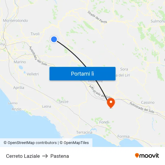 Cerreto Laziale to Pastena map