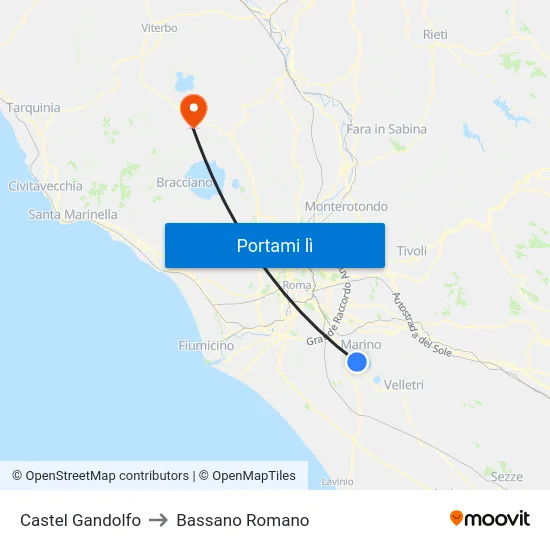 Castel Gandolfo to Bassano Romano map