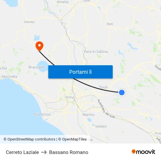 Cerreto Laziale to Bassano Romano map