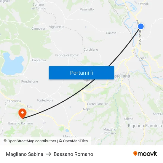 Magliano Sabina to Bassano Romano map