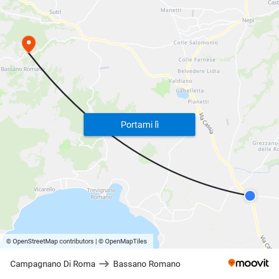 Campagnano Di Roma to Bassano Romano map