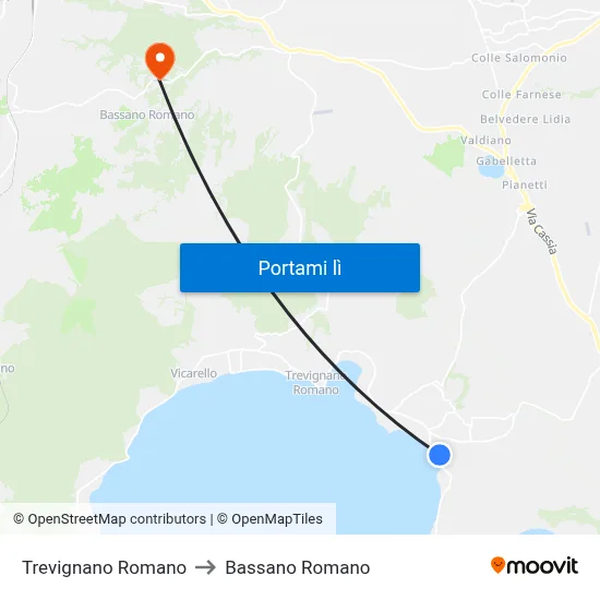 Trevignano Romano to Bassano Romano map