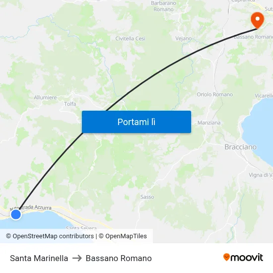 Santa Marinella to Bassano Romano map