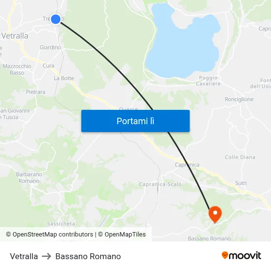 Vetralla to Bassano Romano map