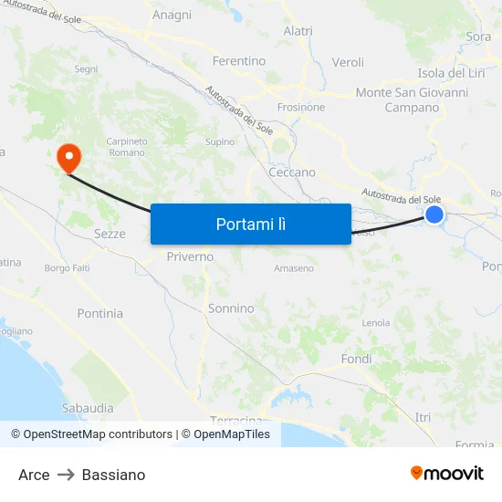 Arce to Bassiano map