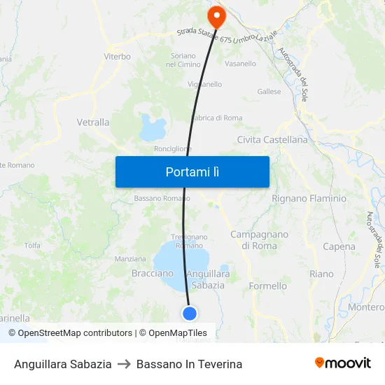 Anguillara Sabazia to Bassano In Teverina map