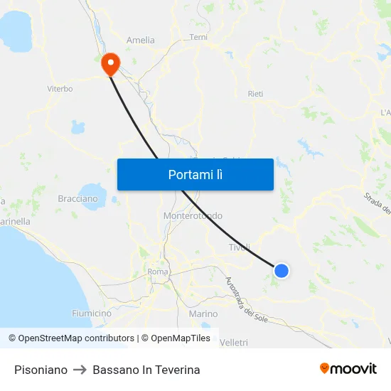Pisoniano to Bassano In Teverina map