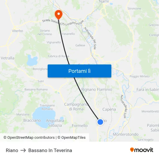 Riano to Bassano In Teverina map