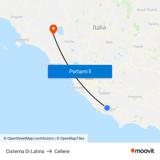 Cisterna Di Latina to Cellere map