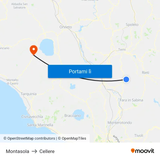 Montasola to Cellere map