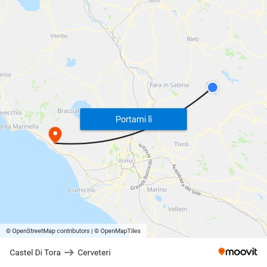 Castel Di Tora to Cerveteri map