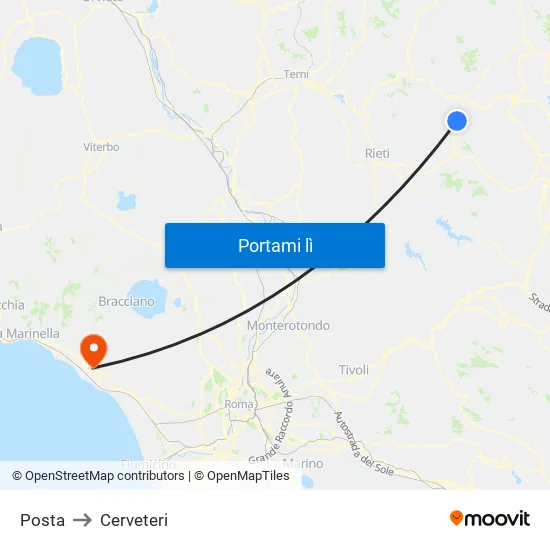 Posta to Cerveteri map
