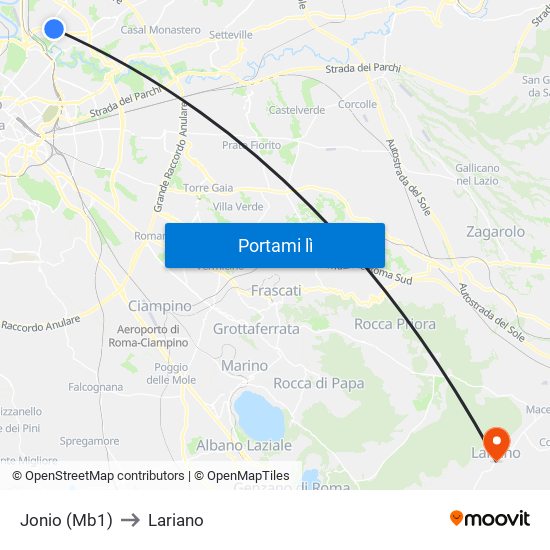 Jonio (Mb1) to Lariano map