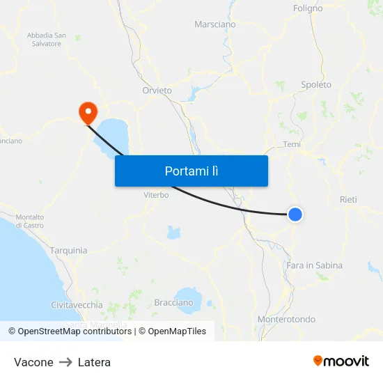 Vacone to Latera map