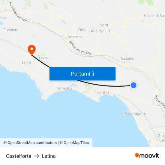 Castelforte to Latina map