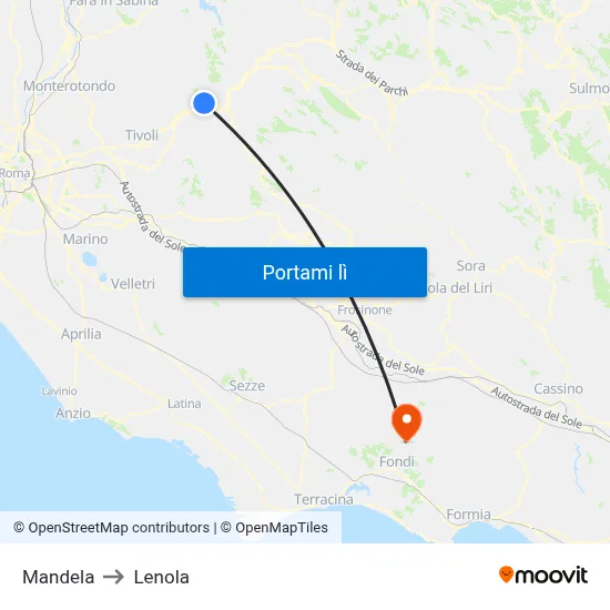 Mandela to Lenola map