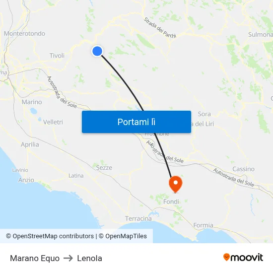 Marano Equo to Lenola map
