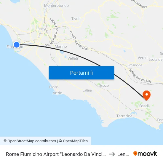 Rome Fiumicino Airport "Leonardo Da Vinci" (Fco) to Lenola map