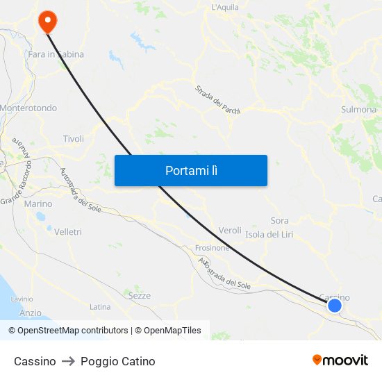 Cassino to Poggio Catino map