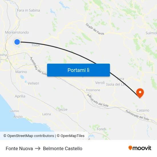 Fonte Nuova to Belmonte Castello map