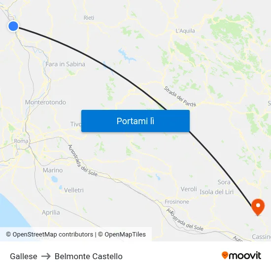 Gallese to Belmonte Castello map