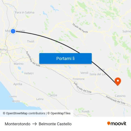 Monterotondo to Belmonte Castello map