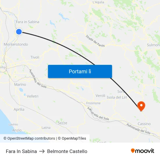 Fara In Sabina to Belmonte Castello map