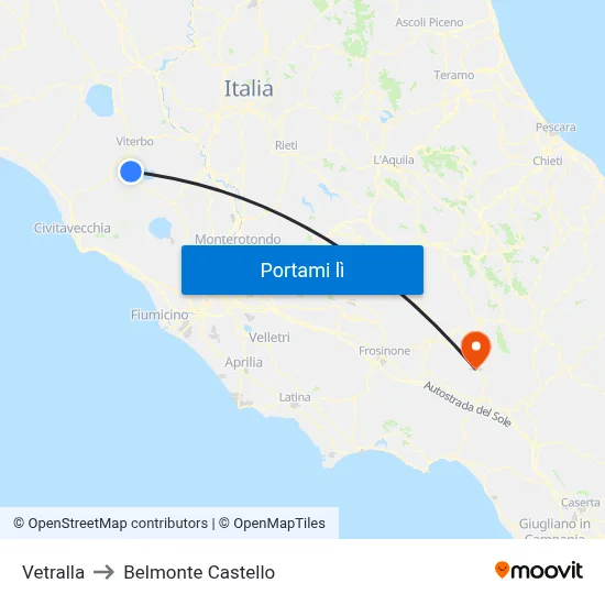 Vetralla to Belmonte Castello map
